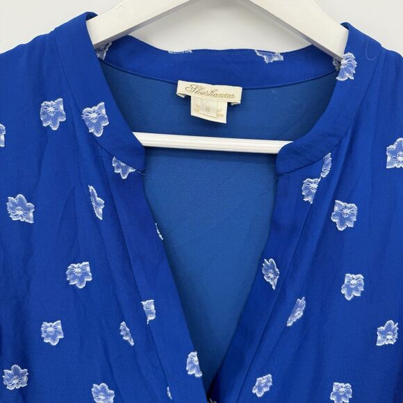Shoshanna Blue Marlene Floral Button Front Mini Dress Size 8 Formal - Picture 4 of 11